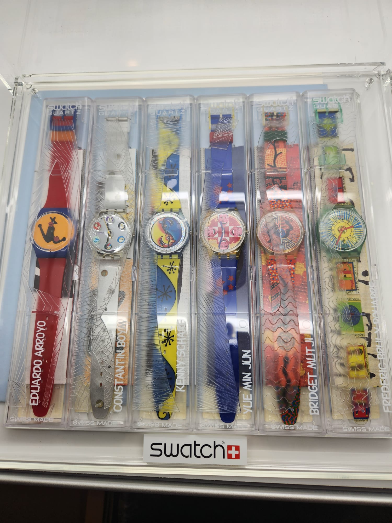 RARE Swatch Artist Collection Set - 6 Watches with Art Prints in Display Case A-R-T-I-S-T